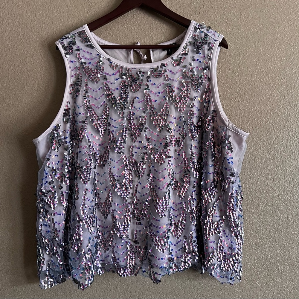 Torrid Mauve Sequin Shell Crop Top Size 2X NWT